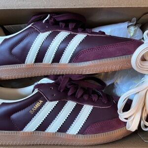 NWT Adidas Originals Samba OG Maroon Cream White Women's